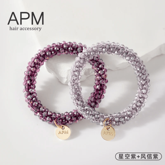 두 개의 Apm 크리스탈 헤어밴드, 스타리 퍼플 및 윈드 트러스트 퍼플, 소녀들을 위한 탄력 있고 내구성 있는 제품
