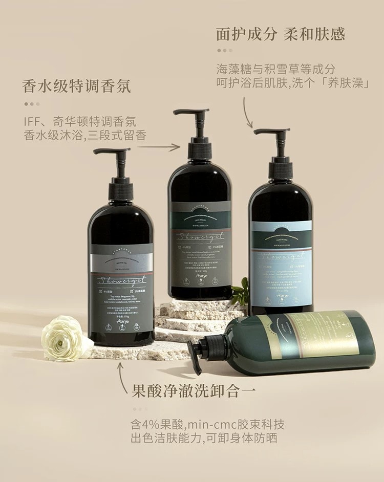 【中国直邮】 安野屋 果酸沐浴露 白桃与绒 300g 持久留香保湿洗澡清洁控油沐浴液