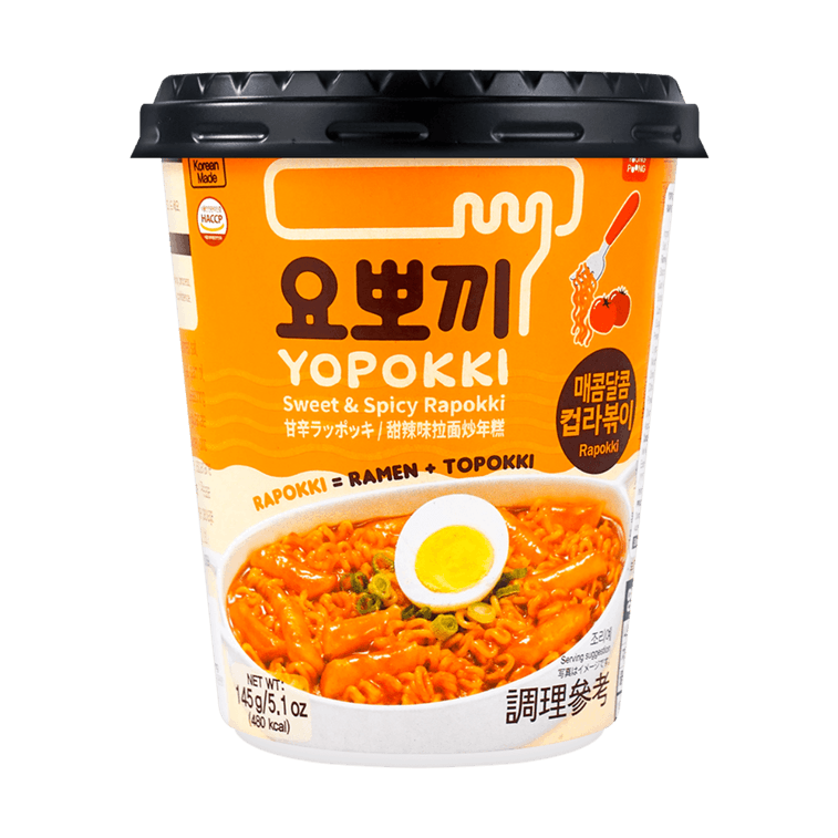韩国YOPOKKI 拉面+炒年糕 甜辣口味 杯装 145g【韩式经典 双重口感】 3