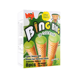 Bing Bing Crispy Ice Cream Cone Snack with Green Tea Filling 8pcs 71.2g