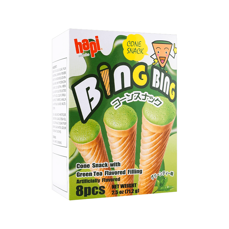 HAPI Bing Bing Crispy Ice Cream Cone Snack with Green Tea Filling