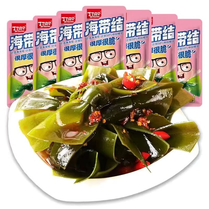 Spicy and sour kelp knots, kelp snack, 5 packs about 80g, refreshing side dish, mixed flavours, spicy and numbing