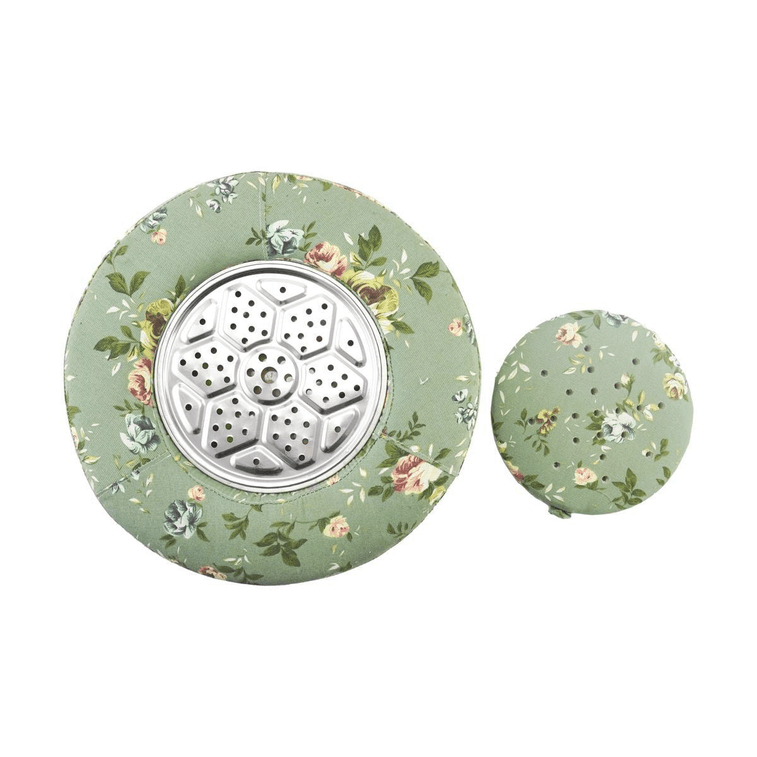 綠碎花艾灸坐墊 蒲團燻蒸儀坐灸墊盒 隨身灸家用臀部椅 盆宮寒艾炙器具凳【控溫】+薑盤+濾煙罩+艾柱54粒+鑷子+穴位圖 40*10cm 8