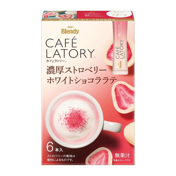 【日本直邮】AGF Blendy Cafe Latry 条装浓厚草莓白巧克力奶茶拿铁 6袋 新旧包装随机