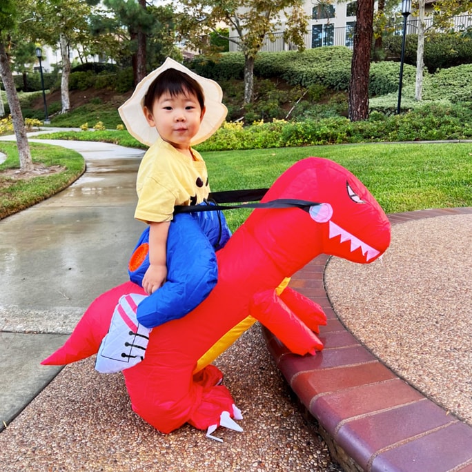 Halloween Costume Tyrannosaurus Rex Inflatable Suit kids Green Red Dragon 125-150cm