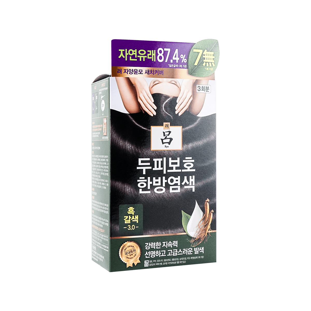 韩国Ryo 吕 人参精华草本植物染发剂 染白发 黑褐色 3.0 怎么样 - 亚米网