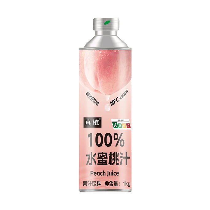 真植 100%水蜜桃汁 1kg【配料干净0添加剂】【NFC果汁添加】