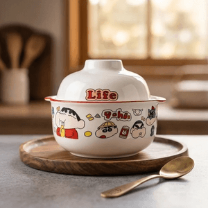 Crayon Shin-chan Noodle Bowl with Lid, 22 fl oz+15.2 fl oz