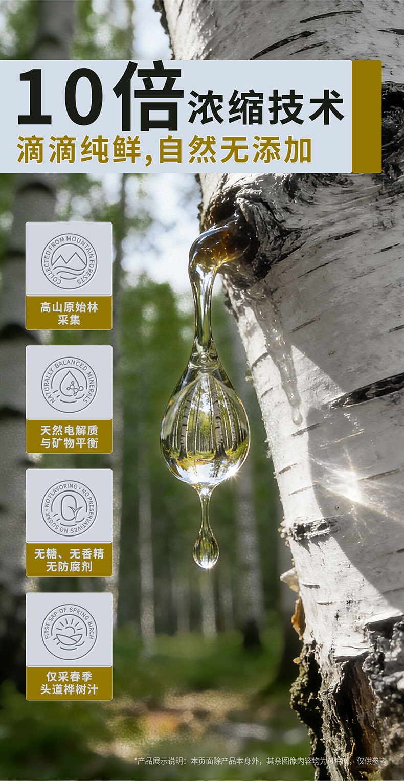 华药堂 白桦树汁 50ml*6支 100%原汁 美容护肤 抗氧化 预防高血压 降低血糖