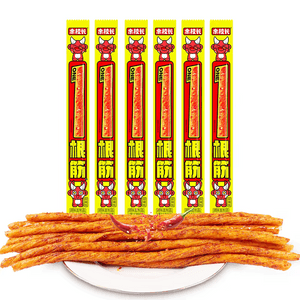Principal Yu's Single-minded Spicy Strips, Extra Long Vegetarian Beef Tendon, Long Snack, Nostalgic Leisure Food, Internet-famous Snack, Sweet and Spicy Flavor, Total 10g*12 Sticks