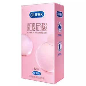 【中國直郵】 美國 DUREX杜蕾斯 杜蕾斯 玻尿酸避孕套12隻潤薄透明質酸超薄裸入正品保險套
