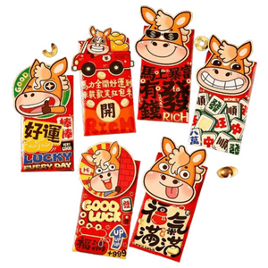 【中国直邮】 亲太太 2026马年新款立体造型卡通红包大号利是封新年压岁利是封  六个装 8.8*16.8cm