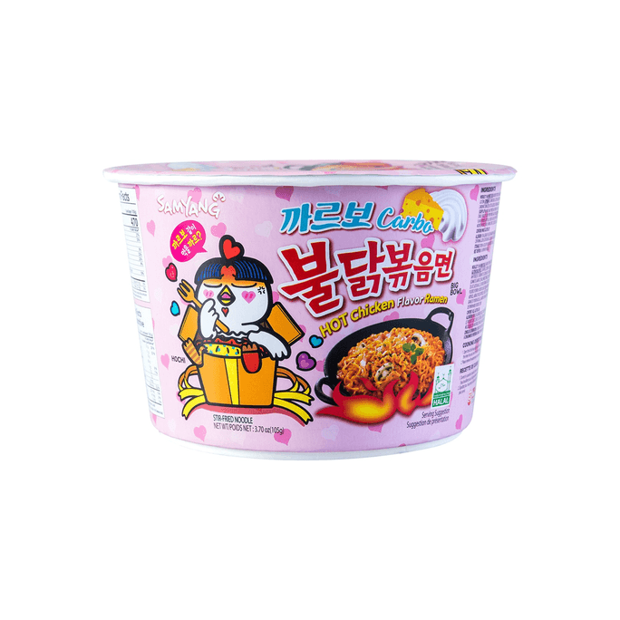 Korean Carbonara Stir-Fried Ramen - Hot Chicken Flavor Big Bowl, 3.7oz