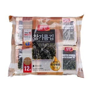 Roasted & Seasoned Laver,Seaweed Sheets,Sesame Oil Flavor 12p, 1.9 oz