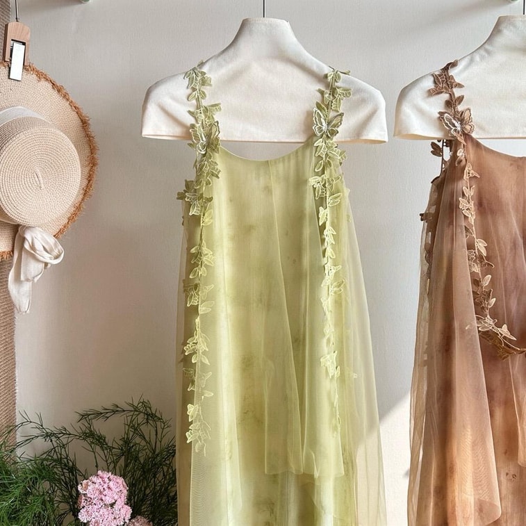 [캐나다 직배송] 시나리오 가든 시스루 맥시 드레스, 사이즈 S-M, 색상: 그린, 라이트 그린 (사이즈 S) 8