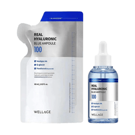 리얼 히알루론산 블루 100 앰플 세트 2.02 fl oz + 리필 2.02 fl oz【깊은 보습】【탄력 및 쫀쫀함】