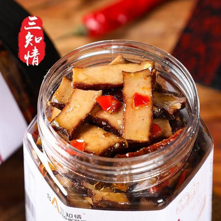 【中国直邮】 三知情 香辣香干湖南特产小零食农家自制柴火下饭菜即食下酒菜瓶装 280g 4