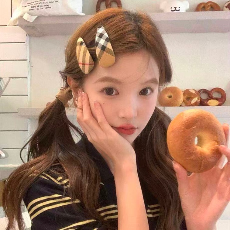 【 Zhao Lusi Same Style 】 2-pack Belle minimalist plaid fabric BB clip hair clip sweet retro side clip bangs clip versatile hair 7
