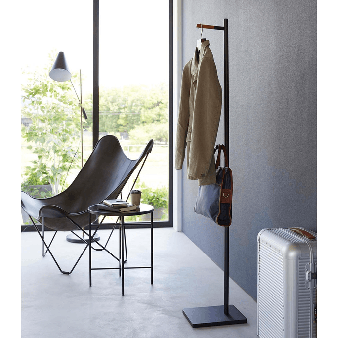 Coat Rack (63.98 H) - Steel + Wood Black