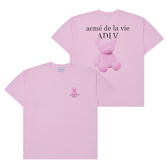 【韩国直邮】 韩国 acmé de la vie ADLV 毛绒熊印花短袖T恤 浅粉色 1