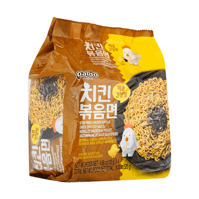 韩国PALDO八道 拉面  辣味鸡丝炒面 4连包  130g * 4