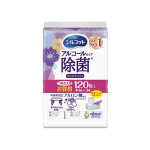 Silcot Antibacterial Wet Tissues Alcohol Type Aloe Refill [120 sheets]