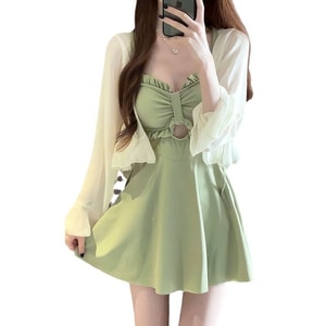 [중국 직배송] 자바섬 수영복 여성 원피스 보수적 선크림 커버업 슬리밍 및 커버링 섹시 인터넷 연예인 고급 퓨어 디자이어 온천 수영복 아보카도 그린(커버업 포함) 사이즈 S 1개