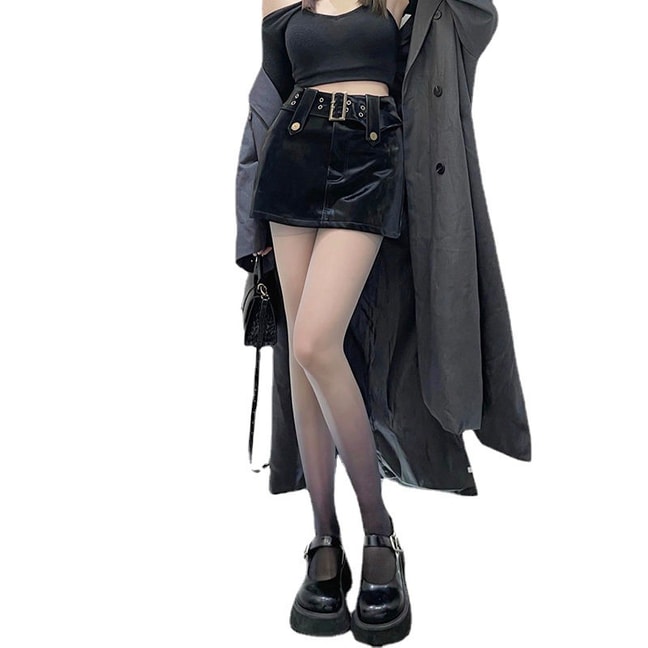 【中国直邮】浪莎 新品 任意剪渐变色丝袜 黑紫色-美腿袜