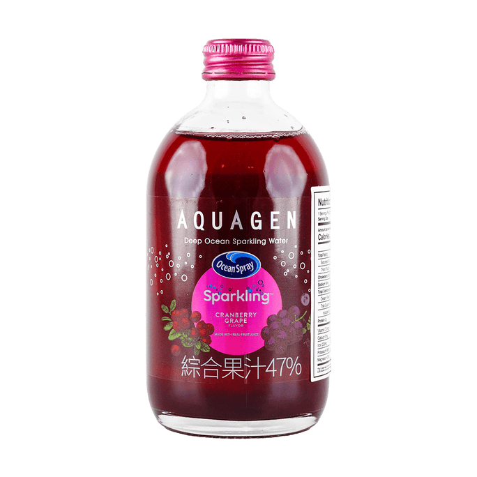 AQUAGEN 海洋深層氣泡飲 蔓越莓葡萄風味 綜合果汁47% 330ml