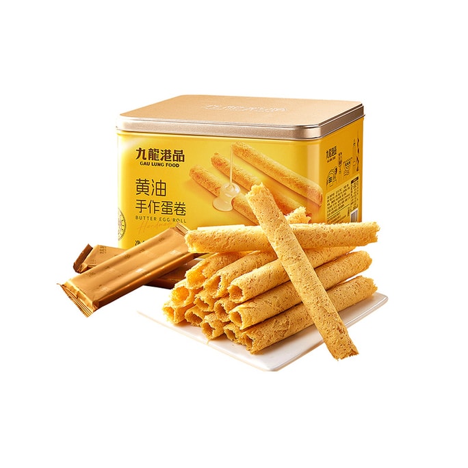 【中國直郵】九龍港品 奶油蛋捲 350g【奶香濃鬱 香甜酥脆】香港特產手工蛋捲餅乾小點心伴手禮