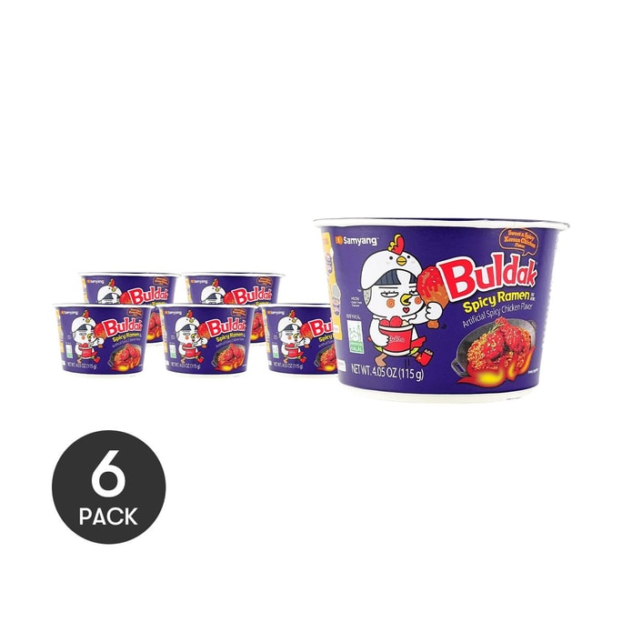 Sweet & Spicy Korean Chicken Flavor Buldak  Ramen Noodles ,Artificial Spicy Chicken  Flavor ,4.05 oz *6【6 Packs】
