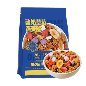三昌食品 酸奶草莓燕麦脆 谷物麦片 300g【胖东来同厂】【膳食纤维丰富 营养早餐代餐】