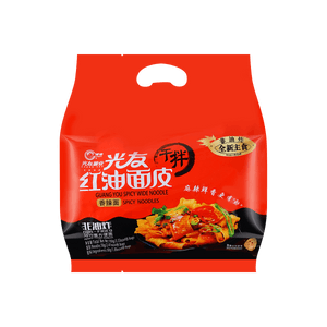 光友 非油炸干拌红油面皮 香辣面 四连包 400g