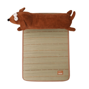 ZEZE 腊肠狗宠物蔺草垫 凉席垫子猫狗狗窝 夏季降温宠物冰垫 63×55cm