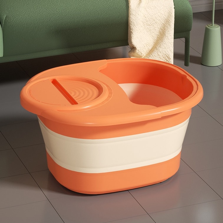 Foldable Massage Foot Soaking Tub And Bucket For Foot Health 15L Orange 5