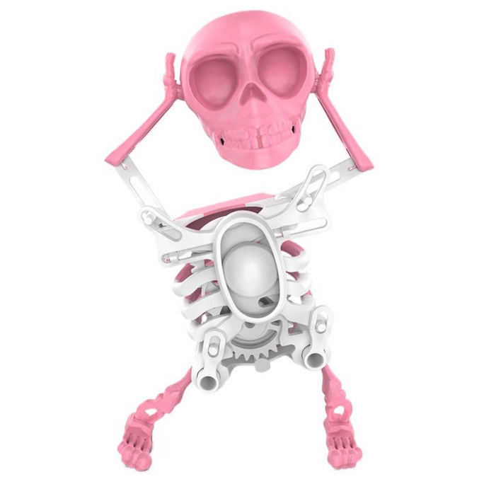 Dancing Skeleton Swinging Clockwork Toy 3D Stereoscopic Skeleton Figure Pink and White 17cm