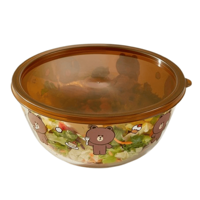 Glass bowl heat-resistant bowl fruit salad bowl fitness meal bowl 10.6 inches - BROWN 1 piece