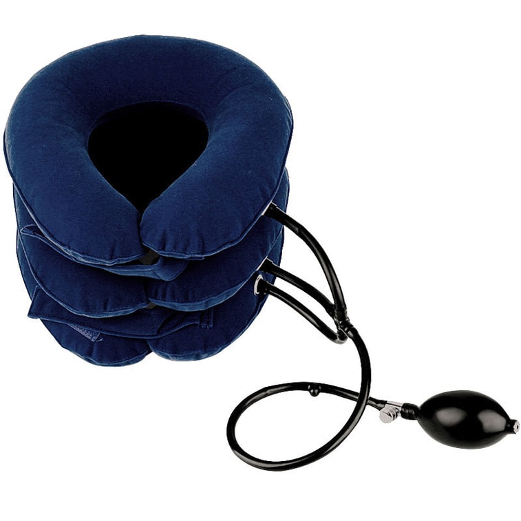 中国からの直送 HAILICARE インフレータブル頚椎カラー、頚椎牽引装置、首矯正装置、3 層エアチャンバー、フルスエード、レッド 3