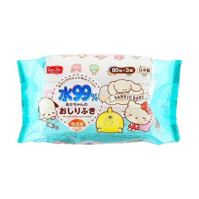 SANRIO CHARACTERS WET TISSUE WIPES 80SHEETS x 3