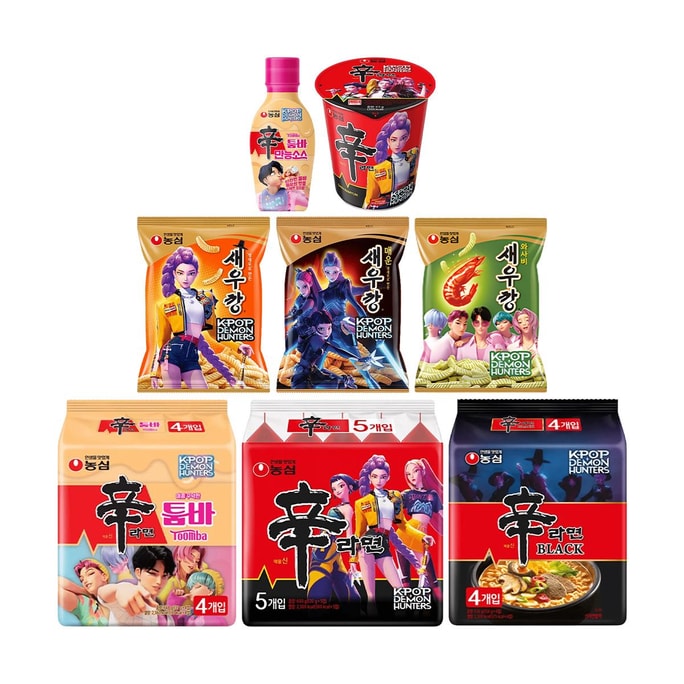 Kpop Demon Hunters Gift Pack, 8 Varieties 【Ramen +Toomba Sauce+ Shrimp Cracker 】【KR Version】 【Netflix Limited Edition】
