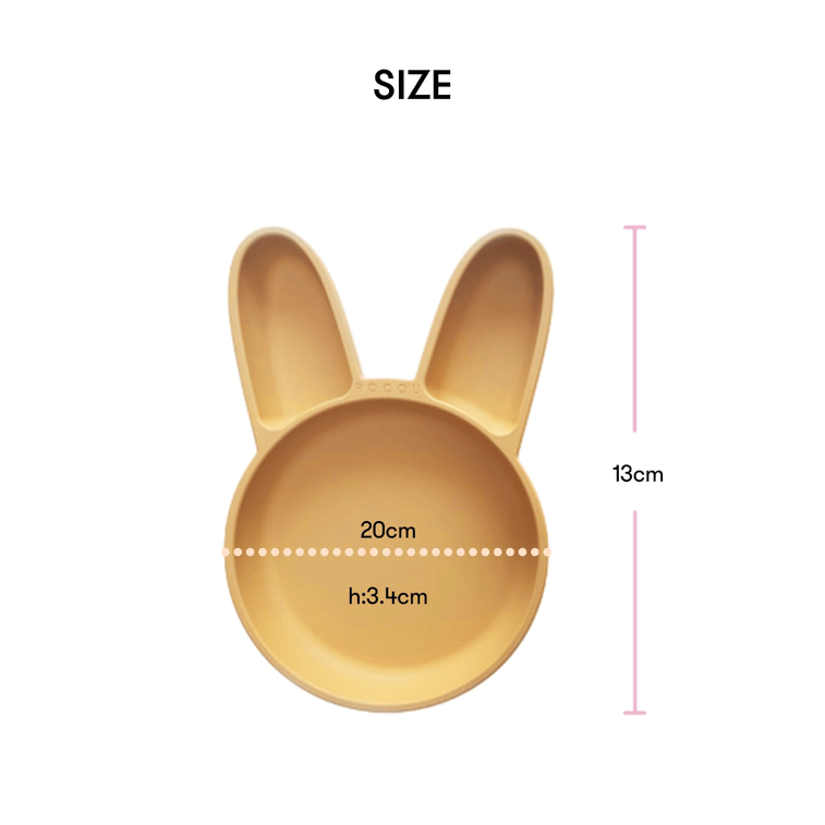 아기 실리콘 접시 먹이 접시, 토끼 꿀황색 12.0인치 x 7.9인치 x 1.3인치 8