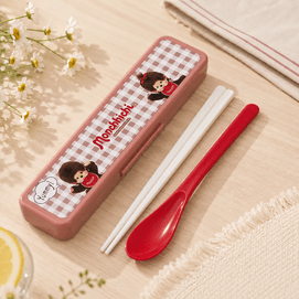 Monchhichi Silent Cutlery Set 18cm Chopsticks & Spoon【Silent & Shockproof】【Dishwasher Safe】【Made in Japan】