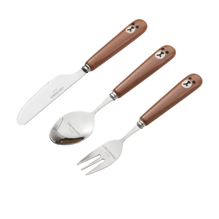 Western steak knife and fork set of three 304 stainless steel ceramic  spoons Brown Bear 