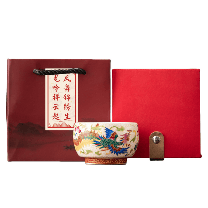 Ceramic Phoenix Cup Gift Set: Chinese Wedding & New Home Gift (Single Cup)