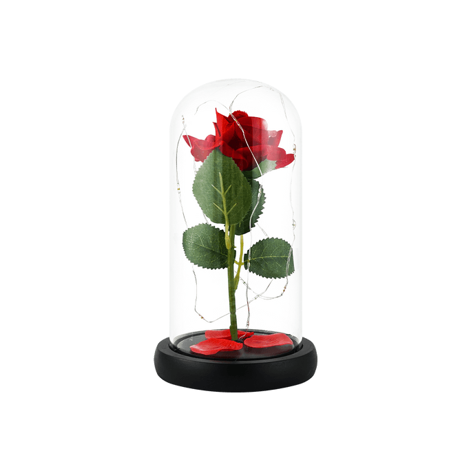 Red Rose in Glass Dome Décor Valentines Gift