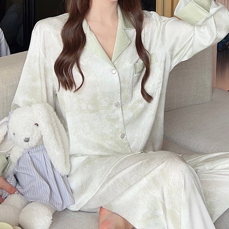 [중국발 다이렉트 메일] Lullabuy Wizard of Oz 긴팔 아이스 실크 시원한 느낌 홈웨어 파자마 세트 M 3