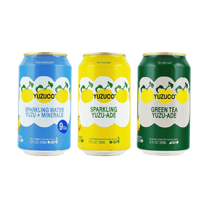 Sparkling Yuzu-Ade+Green Tea Yuzu-Ade+Sparkling Yuzu Minerals Drink, 12 fl oz*3【3 Combo Packs】