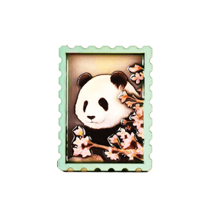 Chengdu Giant Panda Base Official Flower Wooden Magnetic Refrigerator With Full Branches Of Flowers 60 * 80mm