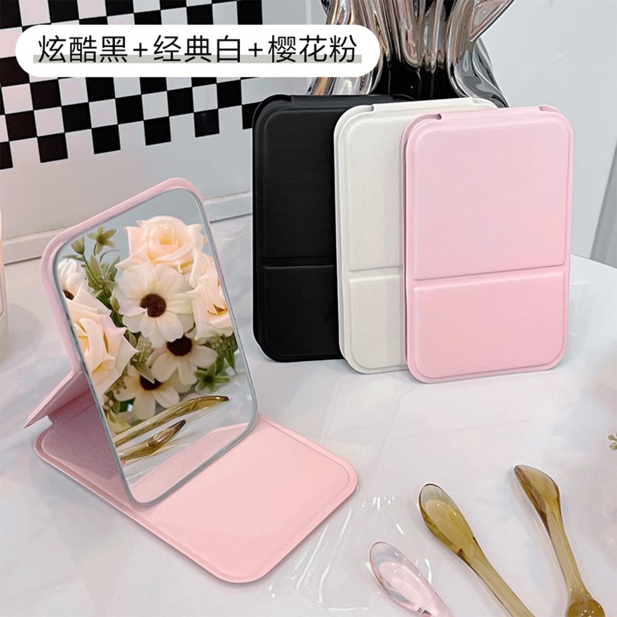 HSPM HSPM 新ポータブルメイクアップミラー、旅行用折りたたみ式ミラー