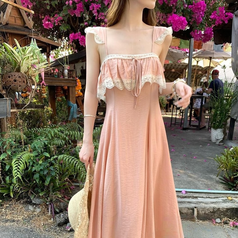 【加拿大直郵】 加拿大 SCENARIO 薔薇微風蕾絲長裙 S-M碼 粉紅色 粉紅色 S 3